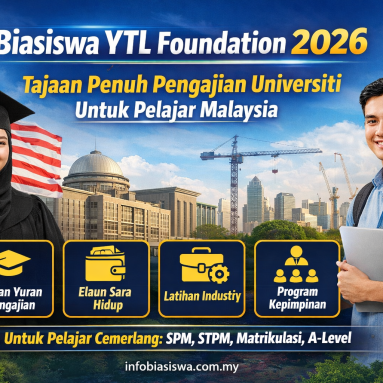 Biasiswa YTL Foundation 2026: Tajaan Penuh Pengajian Universiti Untuk Pelajar Malaysia