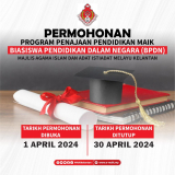 Tawaran Biasiswa Pendidikan Dalam Negara (BPDN) MAIK